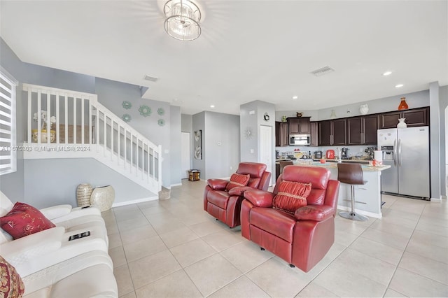 view of tiled living room