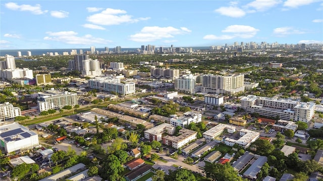 birds eye view of property with a city view