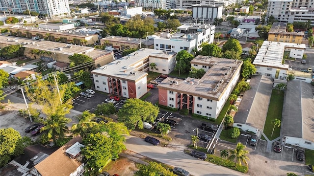 aerial view with a city view