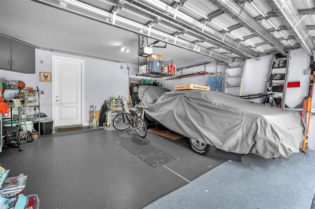 garage with a garage door opener