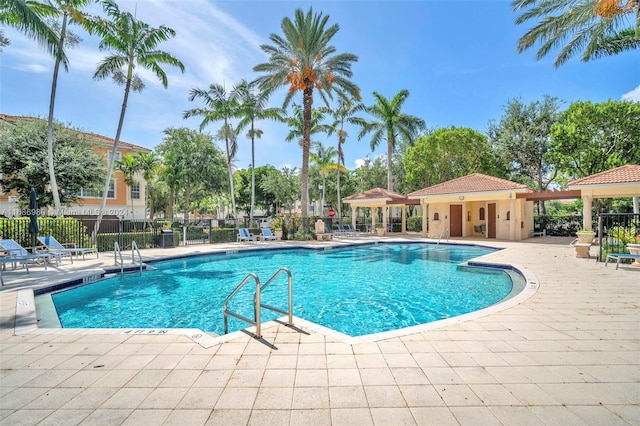 view of swimming pool featuring a patio