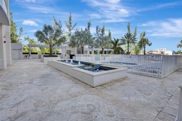 view of patio / terrace featuring a fenced in pool