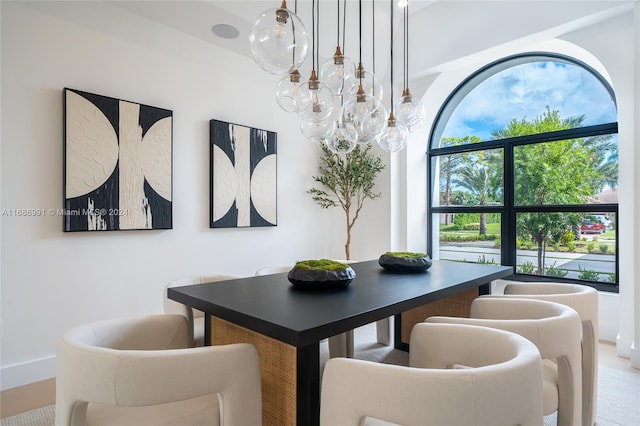 view of carpeted dining room