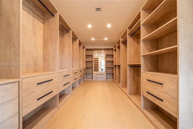 spacious closet with light wood-type flooring