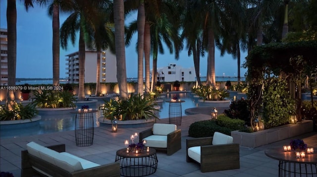 view of patio featuring a fire pit