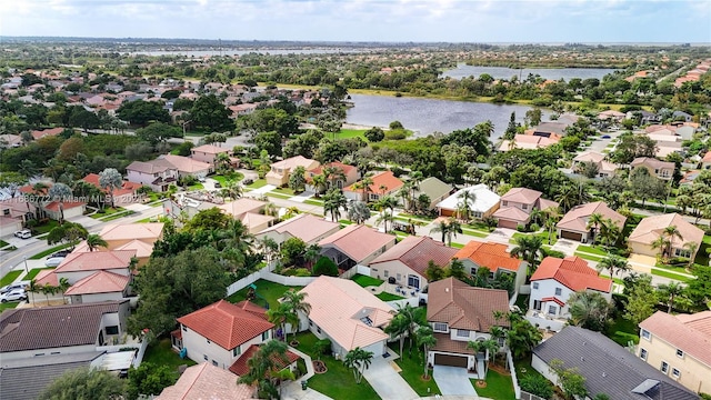 bird's eye view featuring a water view