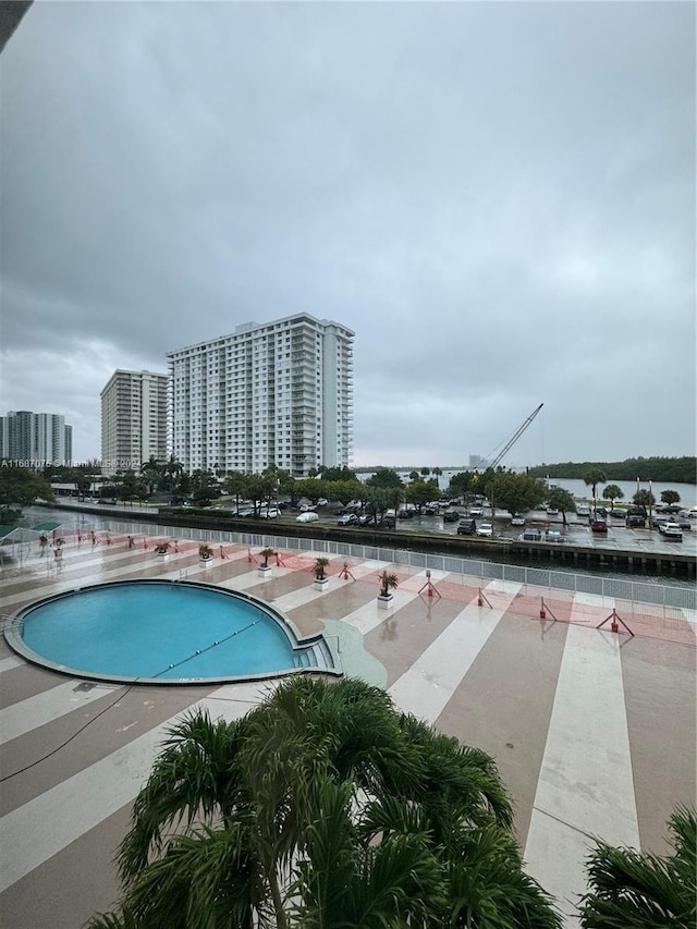 view of swimming pool featuring a patio