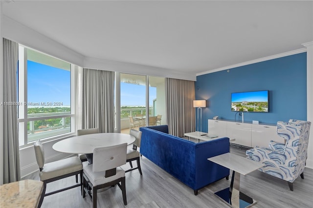4401 Collins Ave Unit 1214, Miami Beach, FL 33140 - living room with wood finished floors and crown molding