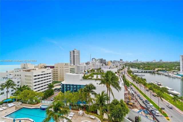 bird's eye view featuring a water view