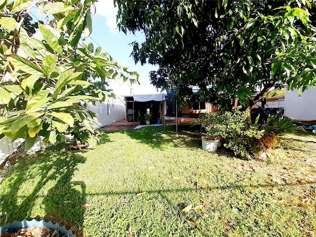 view of yard with a trampoline