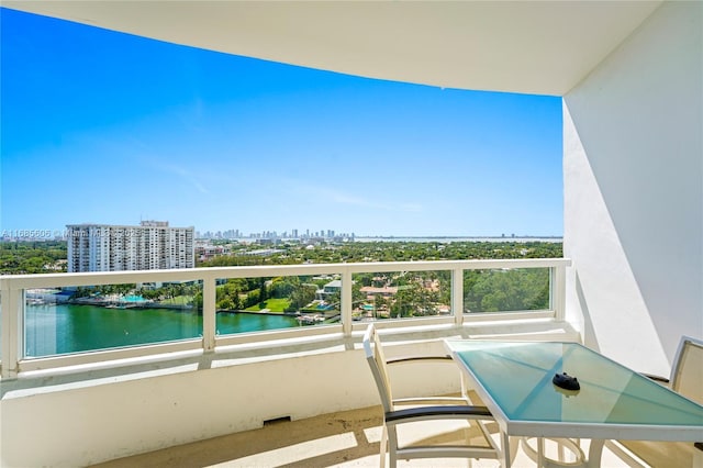 balcony with a water view