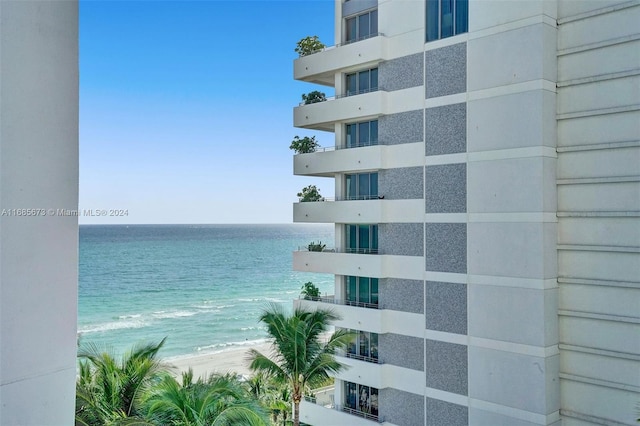 property view of water featuring a view of the beach