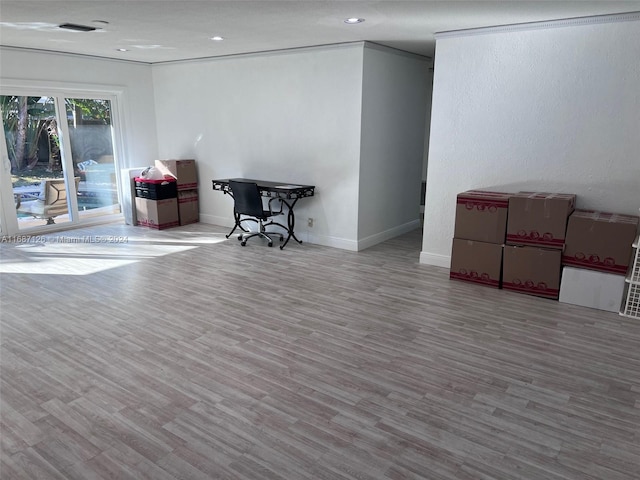 interior space with hardwood / wood-style flooring