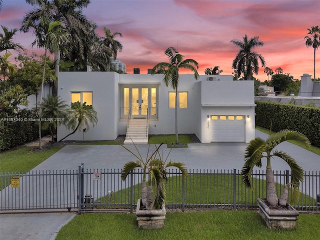 modern home featuring a garage