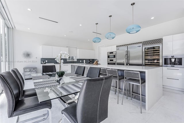 dining area featuring beverage cooler