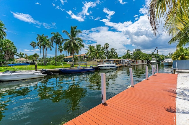 dock area with a water view