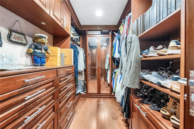 spacious closet with light wood-type flooring