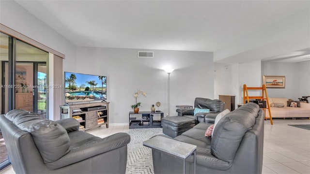 view of tiled living room