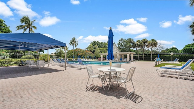 view of swimming pool with a patio