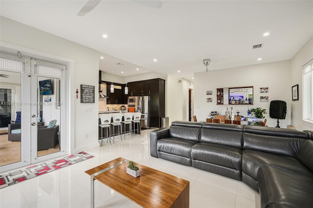 view of tiled living room