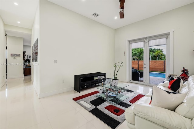 view of tiled living room