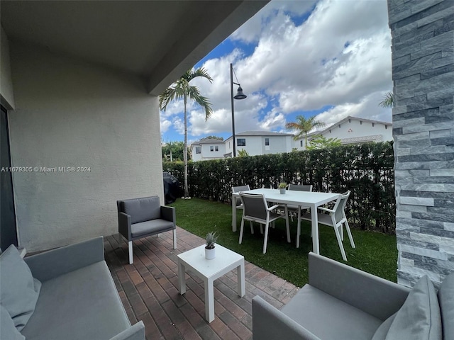 view of patio / terrace featuring an outdoor hangout area