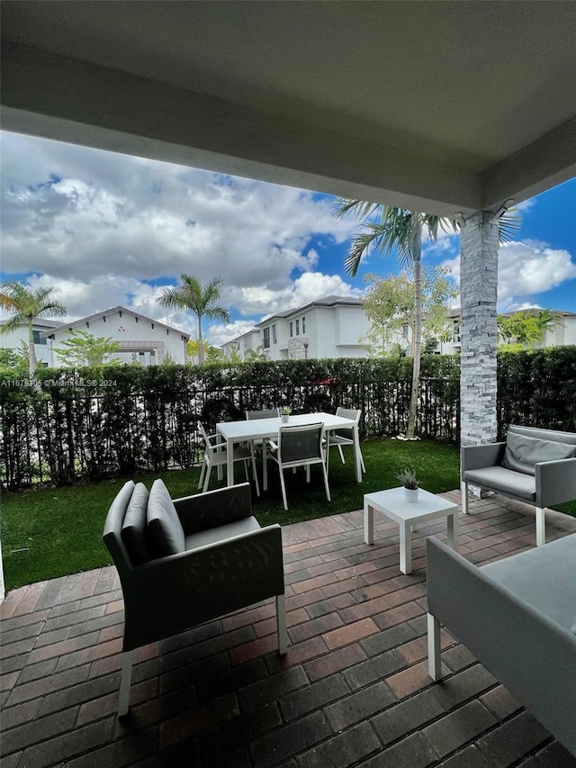 view of patio / terrace featuring an outdoor living space