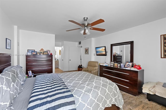 1600 S Ocean Dr Unit 5J, Hollywood, FL 33019 - bedroom with a ceiling fan and wood finished floors