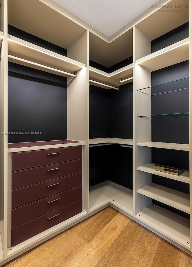 walk in closet featuring wood-type flooring