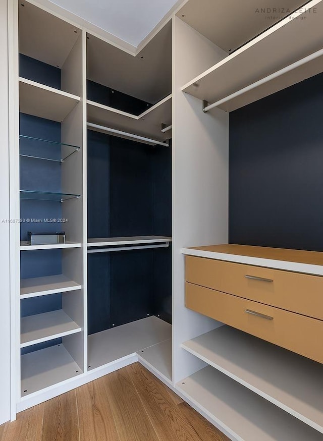 walk in closet featuring light hardwood / wood-style flooring