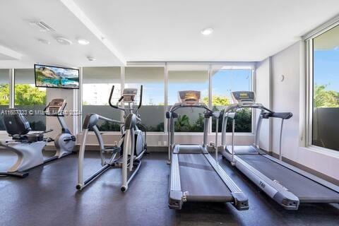 workout area with a healthy amount of sunlight