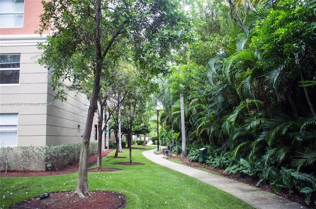 view of community featuring a lawn