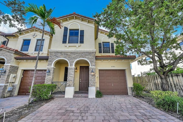 view of front of house with a garage