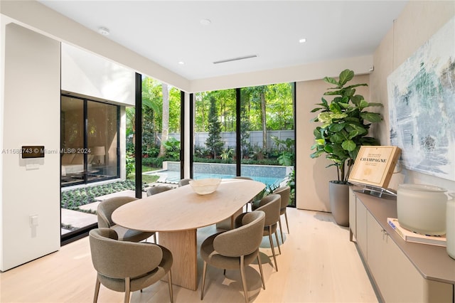 dining area featuring light hardwood / wood-style flooring