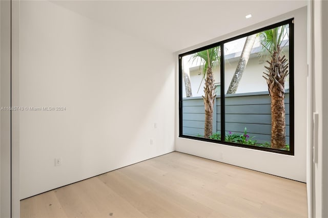 empty room with light hardwood / wood-style floors