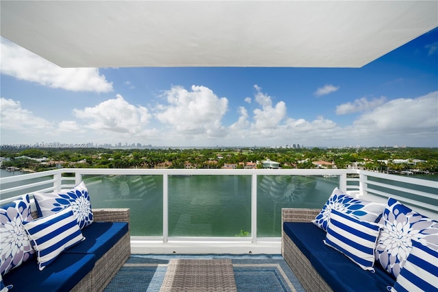 balcony with a water view