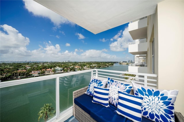 balcony with a water view