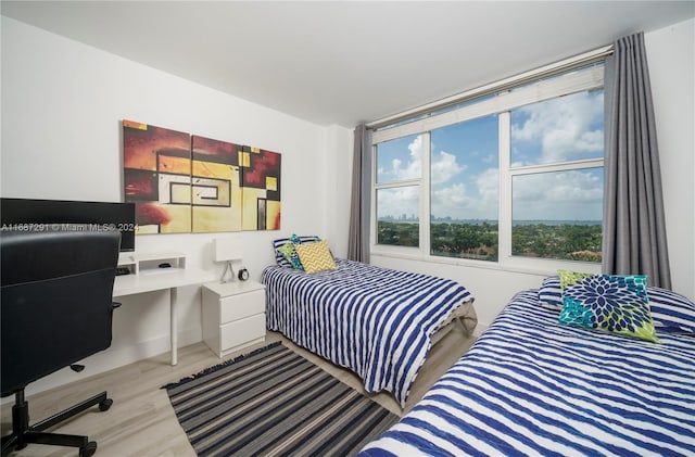 bedroom with light hardwood / wood-style flooring