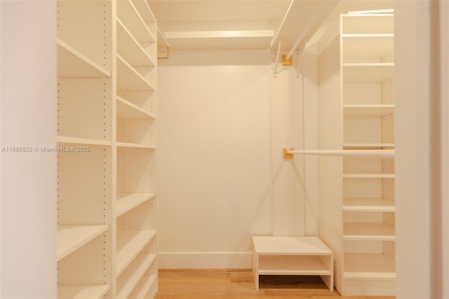 spacious closet with wood finished floors