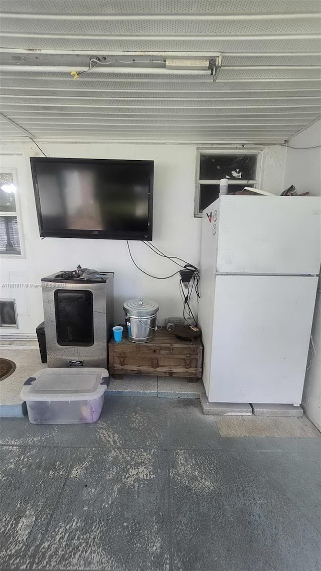 detailed view of freestanding refrigerator
