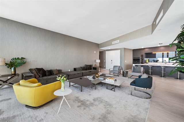 living room featuring light hardwood / wood-style flooring