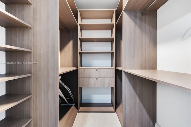 spacious closet with light hardwood / wood-style floors