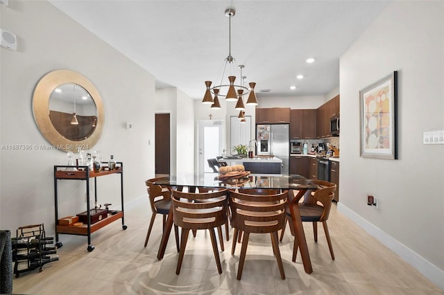 view of tiled dining room