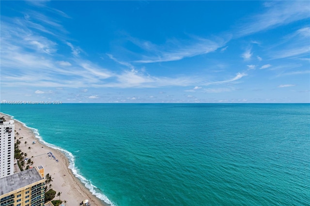 view of water feature featuring a view of the beach