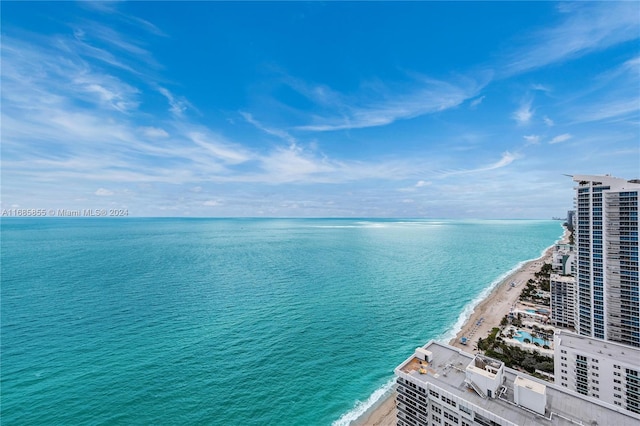 view of water feature with a view of the beach