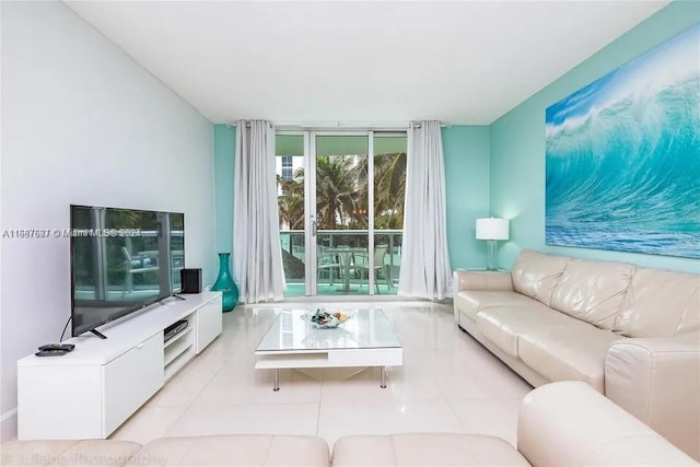 view of tiled living room