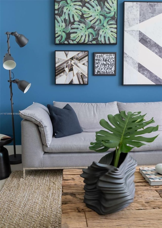 living room with wood-type flooring