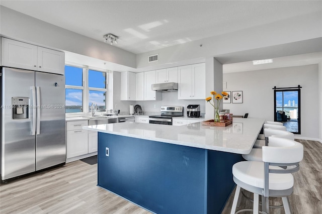 kitchen featuring appliances with stainless steel finishes, white cabinetry, and plenty of natural light