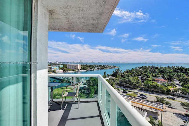 balcony with a water view