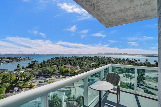 balcony with a water view